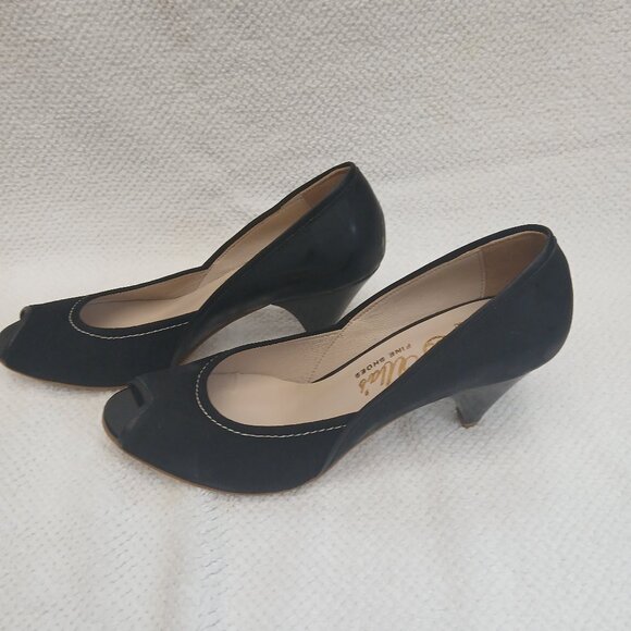 New black suede and patent leather low heels - Picture 7 of 10